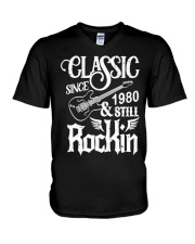 Classic Since 1980 And Still Rockin V-Neck T-Shirt tile