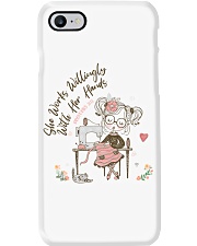 She works willingly with her hands Phone Case tile