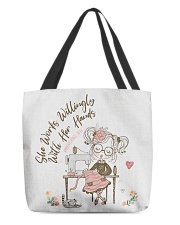 She works willingly with her hands All-Over Tote tile