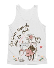 She works willingly with her hands All-Over Unisex Tank tile