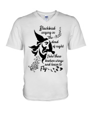 Blackbird singing in the dead of night V-Neck T-Shirt thumbnail