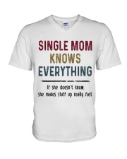 SINGLE MOM KNOWS EVERYTHING V-Neck T-Shirt tile