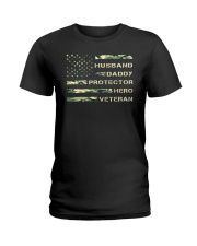 HUSBAND DADDY PROTECTOR HERO VETERAN Ladies T-Shirt tile
