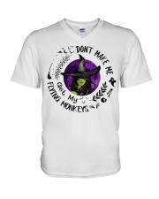 DON'T MAKE ME GET MY FLYING MONKEYS V-Neck T-Shirt tile