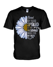 Blessed by god spoiled by my husband V-Neck T-Shirt tile