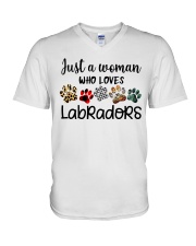 JUST A WOMAN WHO LOVES LABRADORS V-Neck T-Shirt thumbnail
