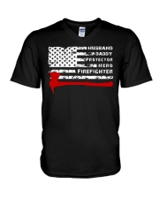 HUSBAND DADDY PROTECTOR HERO FIREFIGHTER V-Neck T-Shirt tile