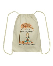 IM MOSTLY PEACE LOVE AND LIGHT Drawstring Bag tile