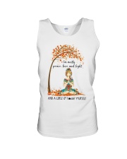 IM MOSTLY PEACE LOVE AND LIGHT Unisex Tank tile