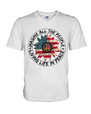 Imagine all the people living life in peace V-Neck T-Shirt tile