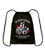 MURDER IS WRONG Drawstring Bag tile