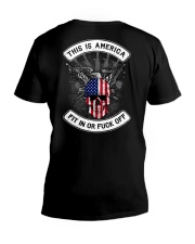 THIS IS AMERICA FIT IN OR FUCK OFF V-Neck T-Shirt thumbnail