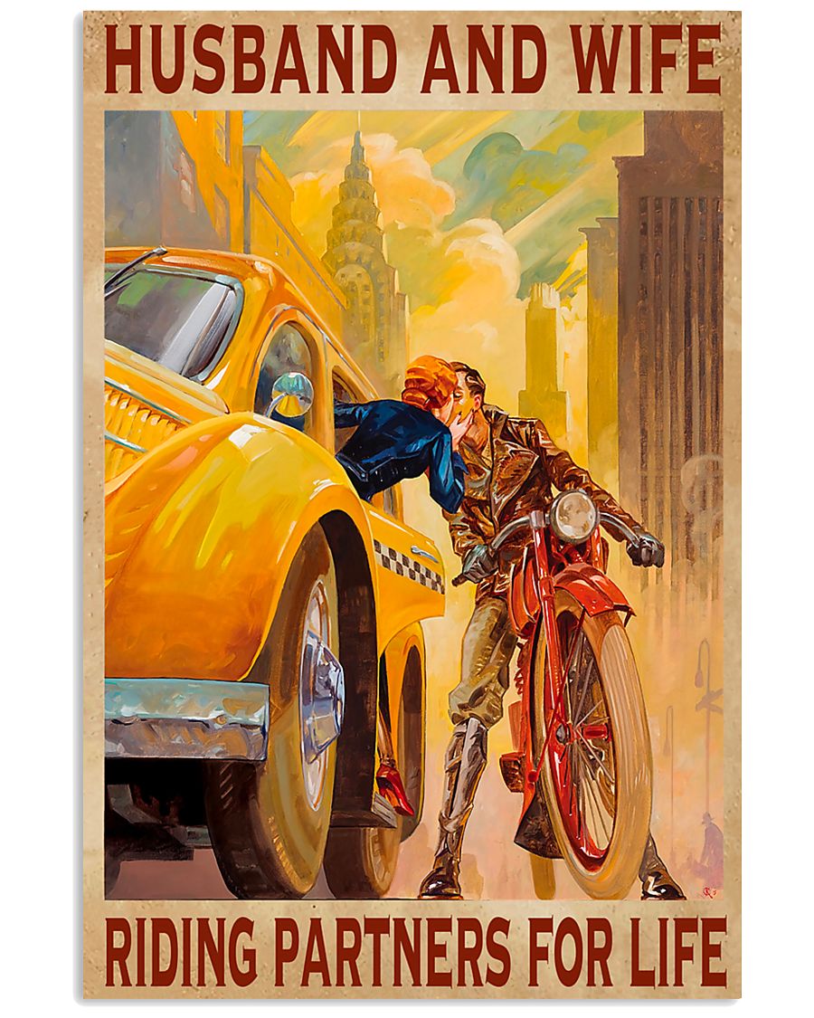 Husband and wife riding partners for life 16x24 Poster