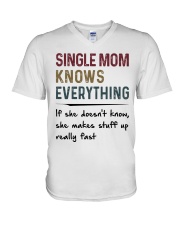 SINGLE MOM KNOWS EVERYTHING V-Neck T-Shirt tile