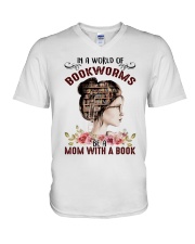 MOM WITH A BOOK V-Neck T-Shirt tile