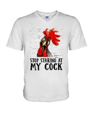 STOP STARING AT MY COCK V-Neck T-Shirt tile