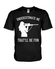 UNDERESTIMATE ME THAT'LL BE FUN V-Neck T-Shirt tile