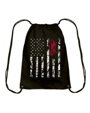American Flag and Motorcycle T-Shirt Drawstring Bag thumbnail