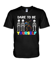 Sleketon Dabbing Autism Awareness V-Neck T-Shirt thumbnail