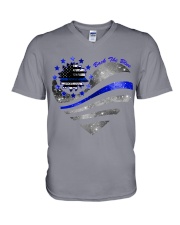 BACK THE BLUE HEART V-Neck T-Shirt tile