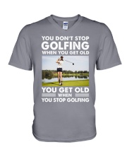 YOU DON'T STOP PLAYING WHEN YOU GET OLD V-Neck T-Shirt tile