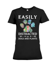 easily distracted by dogs and plants Premium Fit Ladies Tee tile