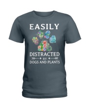easily distracted by dogs and plants Ladies T-Shirt tile