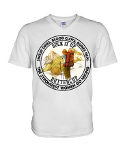 SWEAT DRIES BLOOD CLOTS BONES HEAL - GO HIKING V-Neck T-Shirt tile