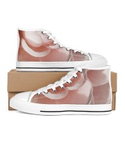 Soft Pink Floral Print Men's High Top White Shoes thumbnail