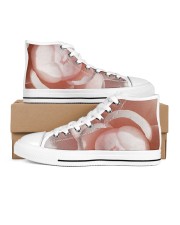 Soft Pink Floral Print Women's High Top White Shoes thumbnail