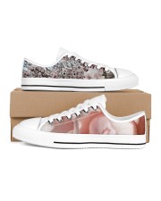 Soft Pink Floral Print Women's Low Top White Shoes thumbnail