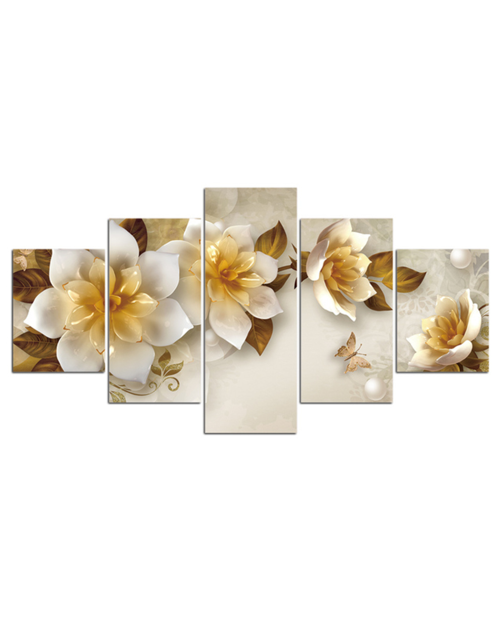 Flowers Canvas Painting Modular Lotus Picture Print Abstract 5 Panel Canvas Art Wall Decor template