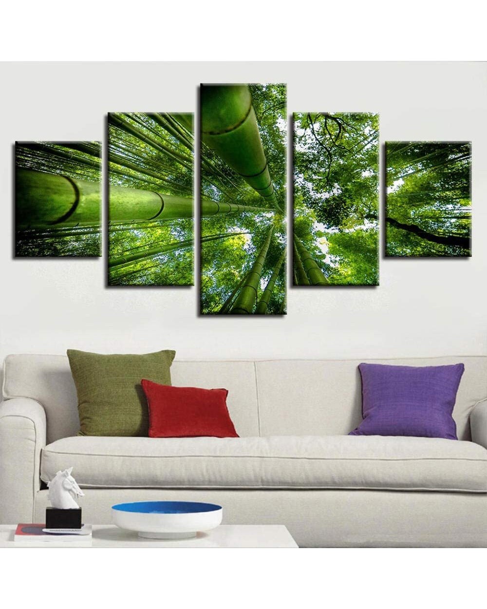 Bamboo Forest Picture Print Scenery 5 Panel Canvas Art Wall Decor template
