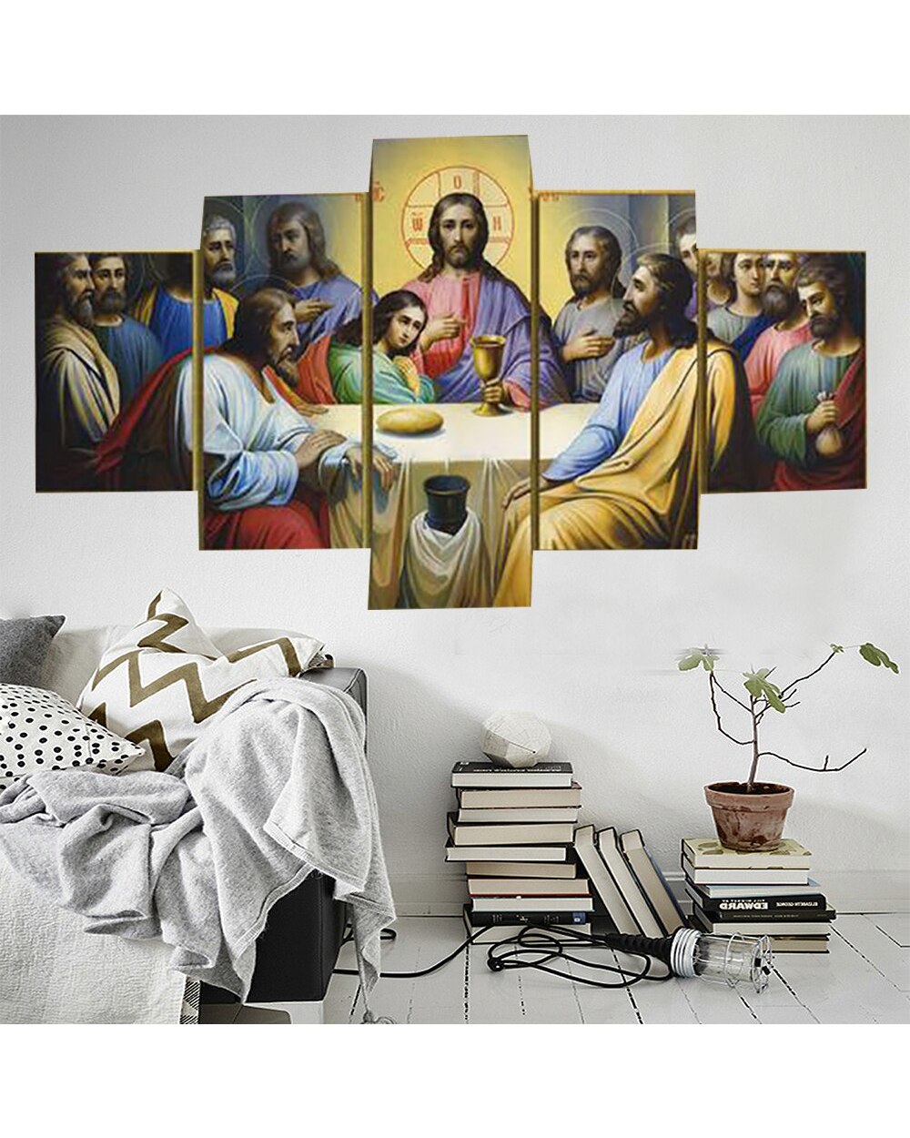 Religion Poster Christian Picture Print Christian 5 Panel Canvas Art Wall Decor template