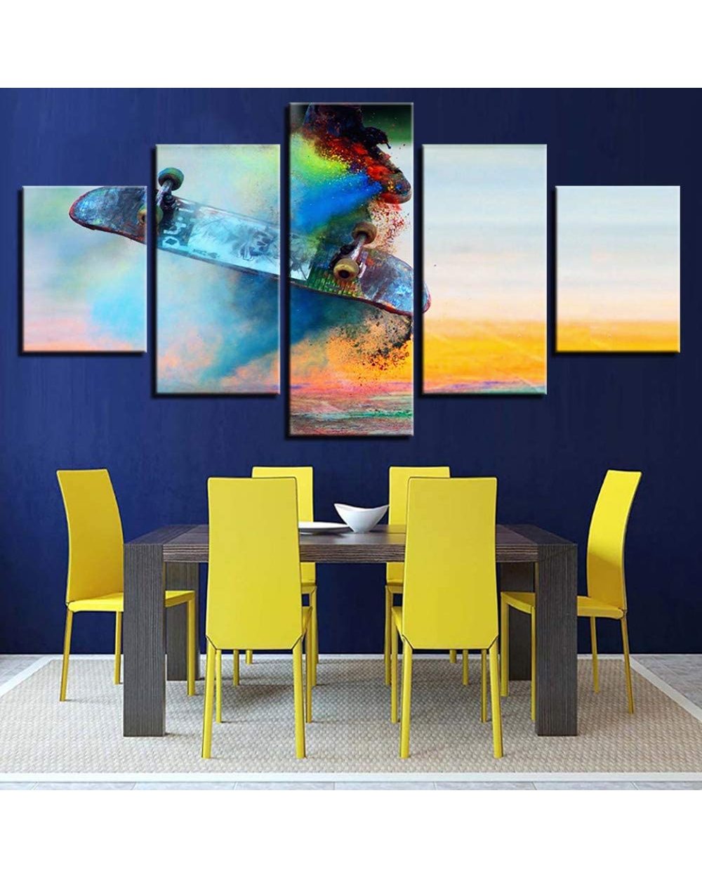 Popular Skateboard Dust Color Abstract Picture Print Sports 5 Panel Canvas Art Wall Decor template