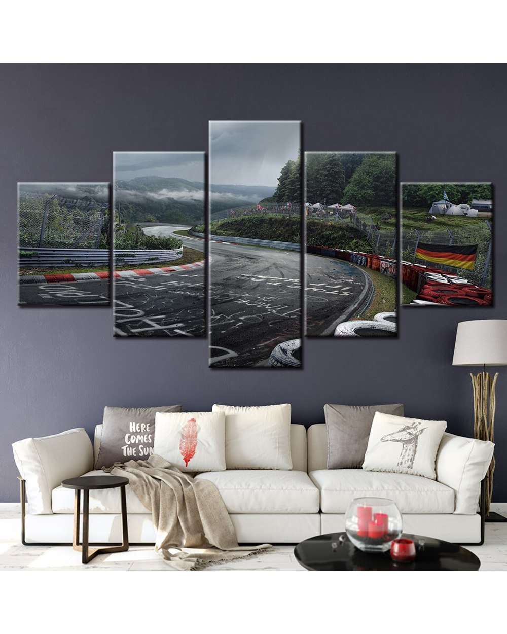 Nurburgring Rally Road Picture Print Scenery 5 Panel Canvas Art Wall Decor template