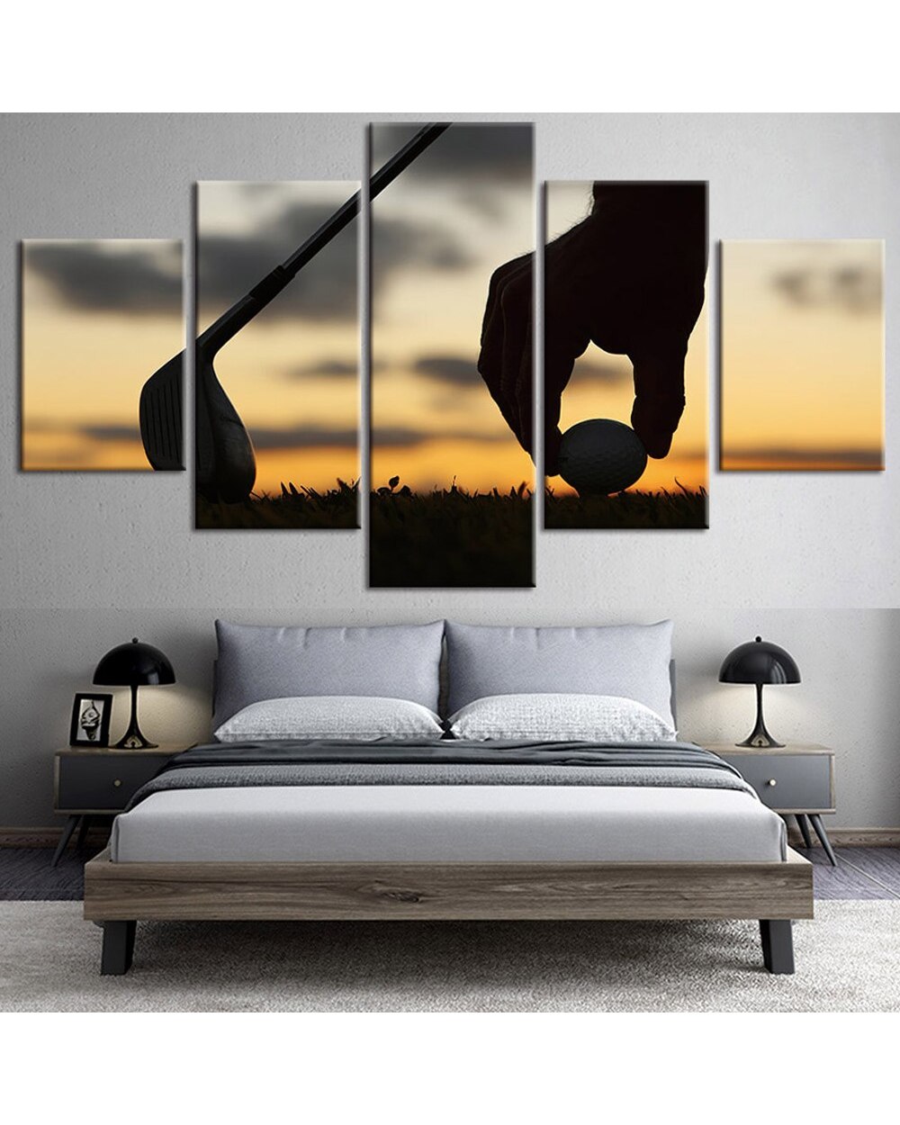 Golf Ball Course Leisure Sport Landscape Picture Print Sports 5 Panel Canvas Art Wall Decor template