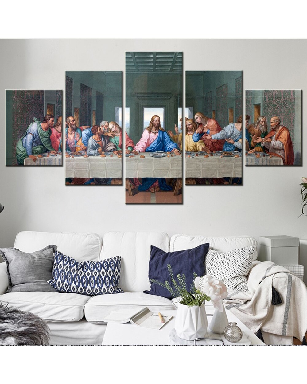 Jesus And The 12 Disciples Picture Print Religion 5 Panel Canvas Art Wall Decor template