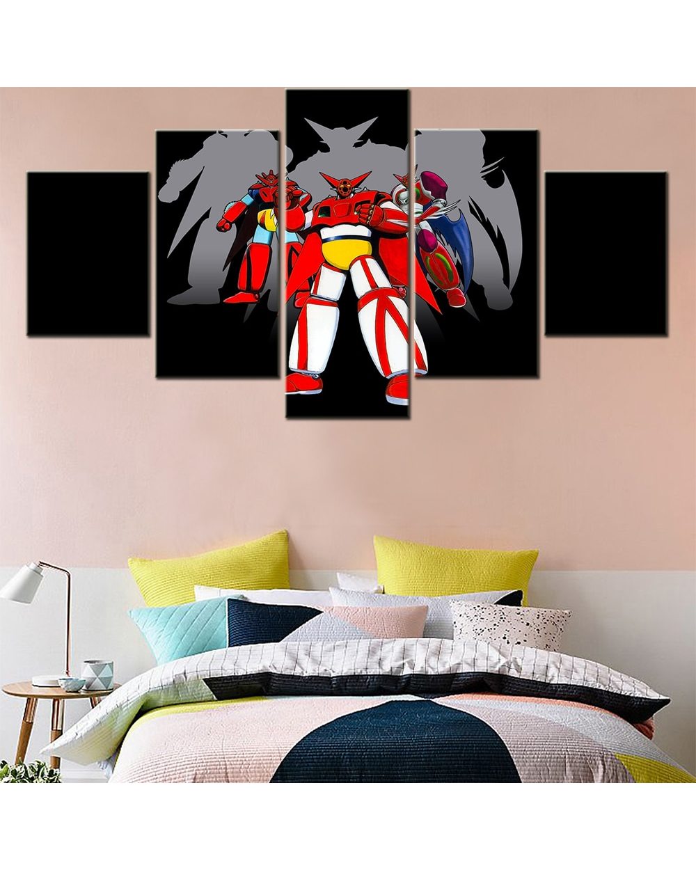 Japan Anime Cartoon Getter Robo Picture Print Anime 5 Panel Canvas Art Wall Decor template