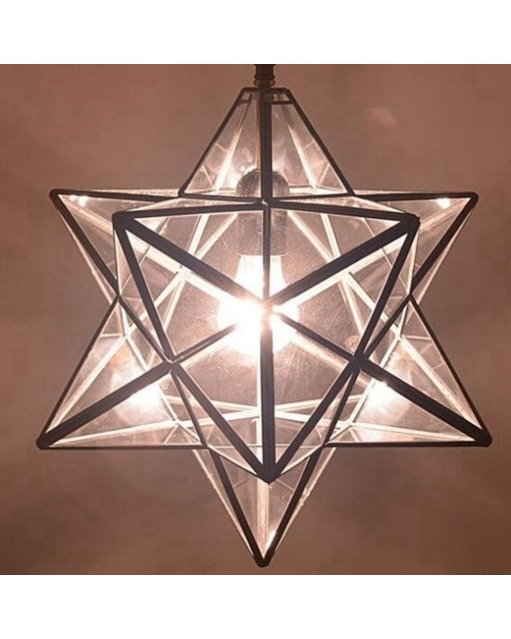 Antique Moravian Star Pendant Light Metal Glass Shade Lamp template