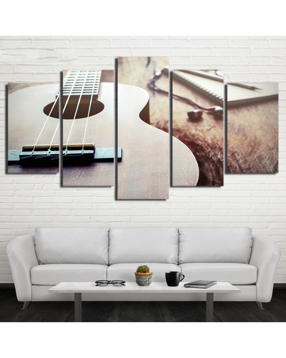Classical Vintage Guitar Picture Print Music 5 Panel Canvas Art Wall Decor template