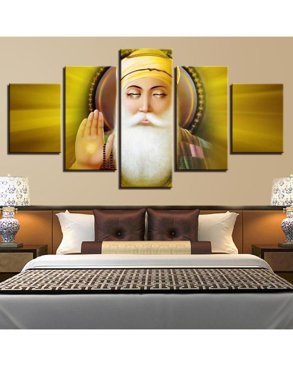 Guru Nanak Picture Print Religion 5 Panel Canvas Art Wall Decor template