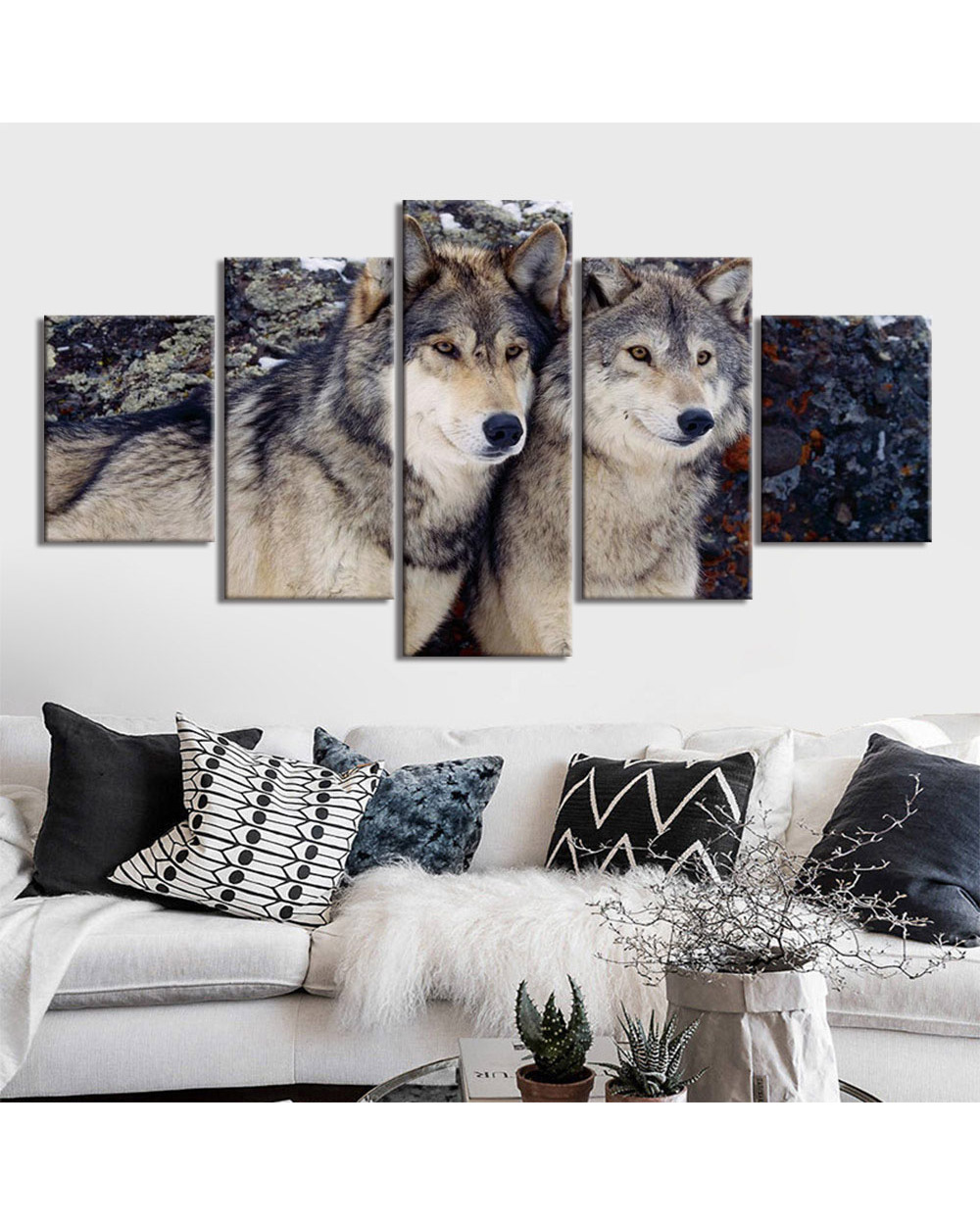 Wolf Pack Animal Posters and Prints Animal 5 Panel Canvas Art Wall Decor template