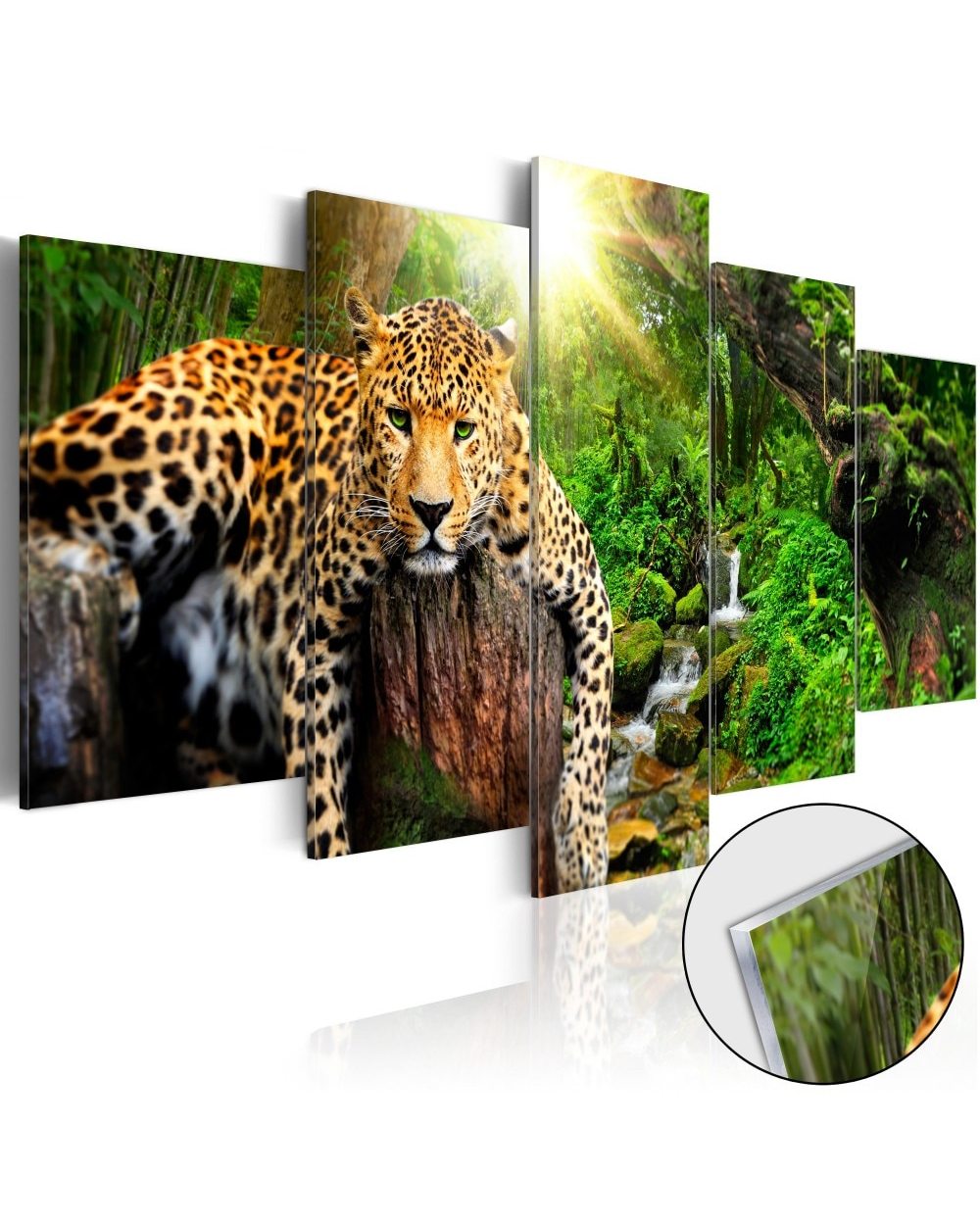 Ferocious Leopard Picture Print Animal 5 Panel Canvas Art Wall Decor template