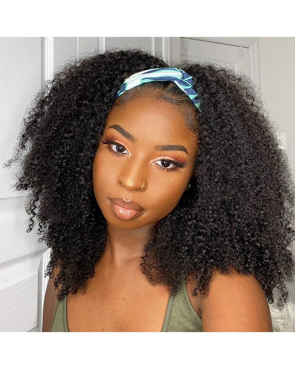 Afro Kinky Curly Silk Headband Wigs Human Hair for Black Women Brazilian Half Wigs for Black Women template