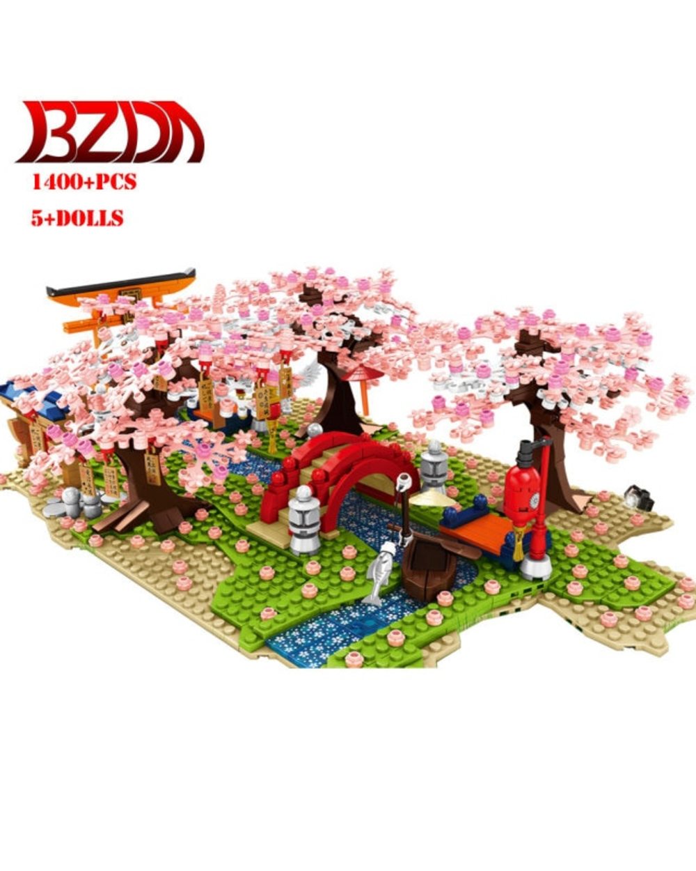 Sakura Blocks ideas City Cherry Blossom Japanese Sakura Tree House Mini Street View Model Building Blocks Children Toys template