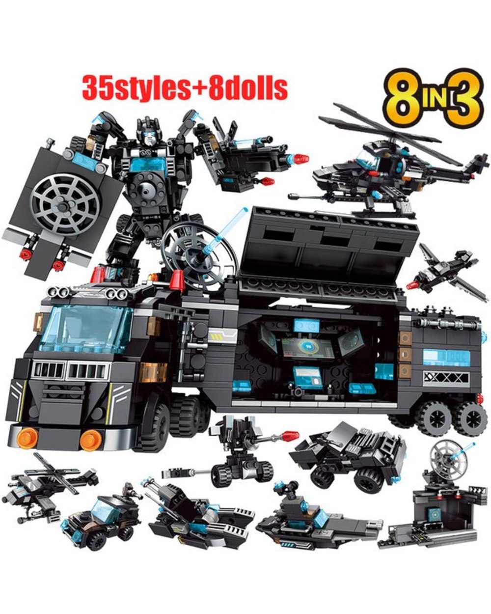 City Police Station Technical Car Motorcycle Building Blocks SWAT Team Weapons Truck Ship Robot Bricks Toys Sets template