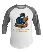In A World Of Bookworms Dragon Baseball Tee tile