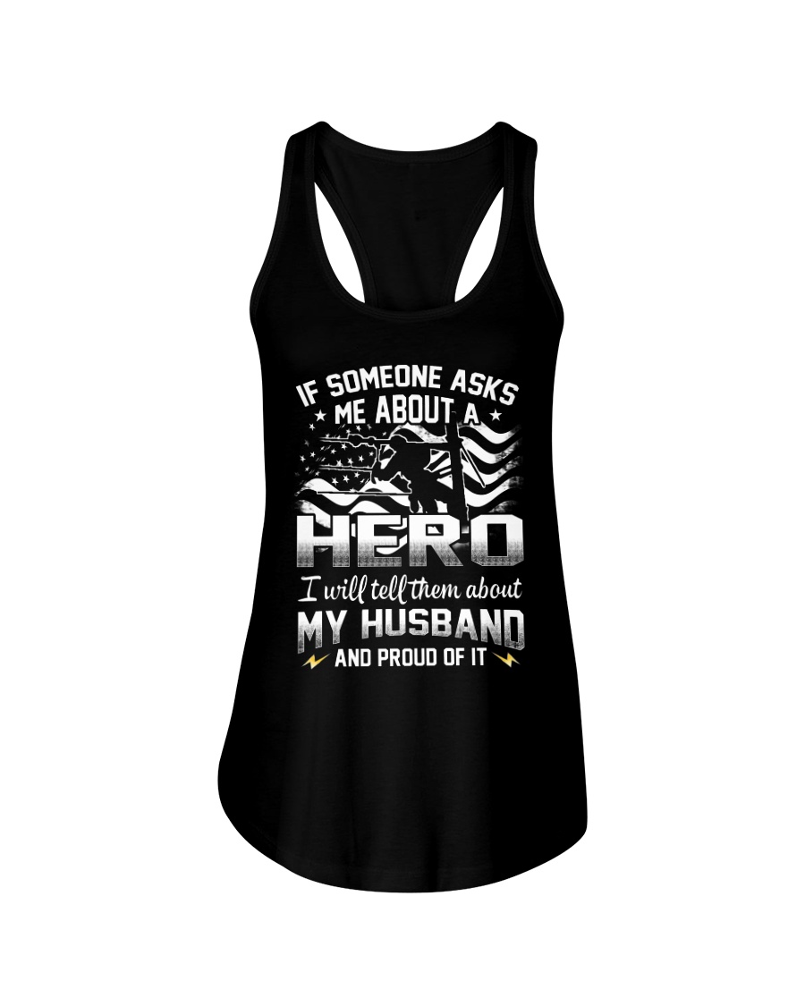 Hero- My husband - Lineman Wife Ladies Flowy Tank