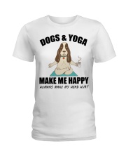 Dogs and yoga make my happy Ladies T-Shirt thumbnail